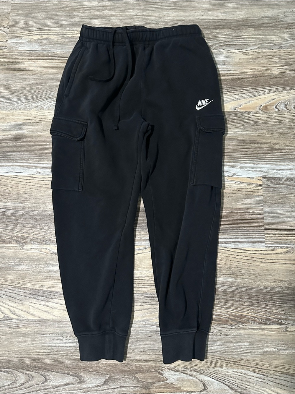 Nike Black Cargo Joggers with White Swoosh